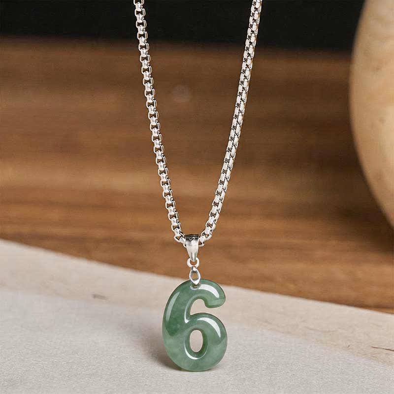 Buddha Stones Halskettenanhänger aus Jade, Titanstahl und Engelszahlen 0-9 – Symbol für Wohlstand - image 27