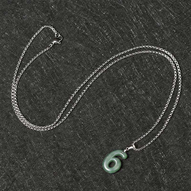 Buddha Stones Halskettenanhänger aus Jade, Titanstahl und Engelszahlen 0-9 – Symbol für Wohlstand - image 28