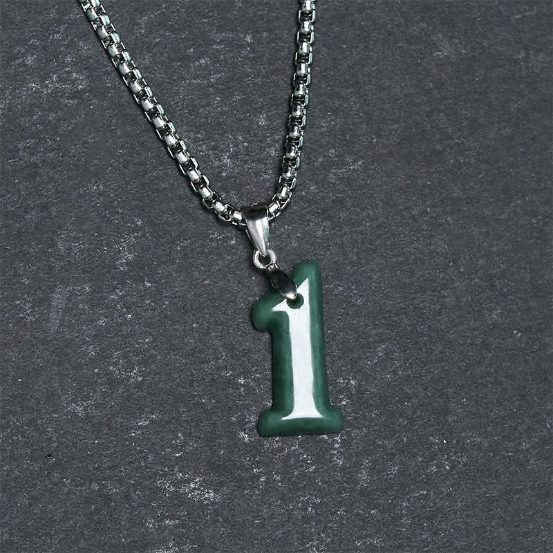 Buddha Stones Halskettenanhänger aus Jade, Titanstahl und Engelszahlen 0-9 – Symbol für Wohlstand - image 4