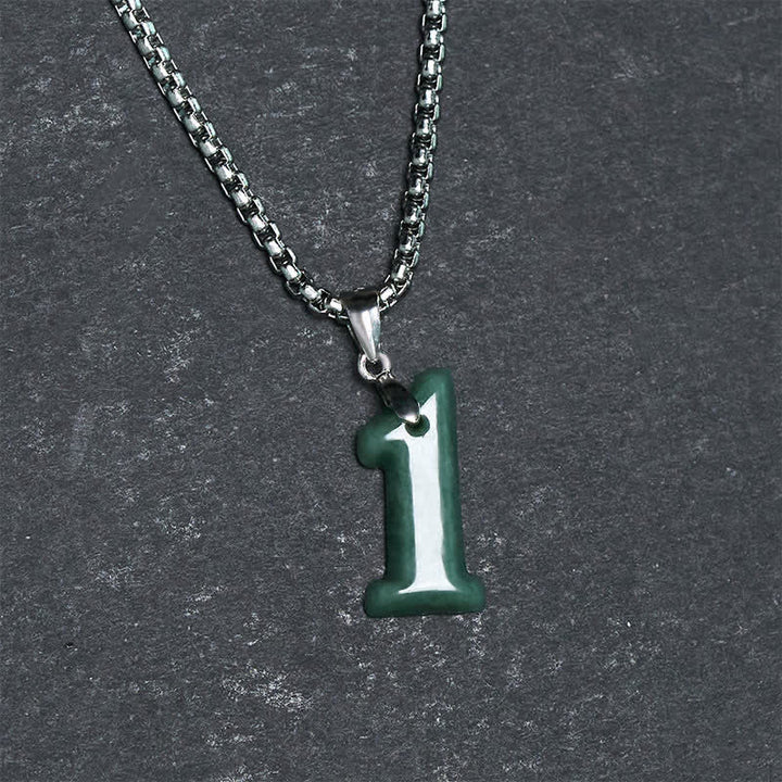 Buddha Stones Halskettenanhänger aus Jade, Titanstahl und Engelszahlen 0-9 – Symbol für Wohlstand - image 4