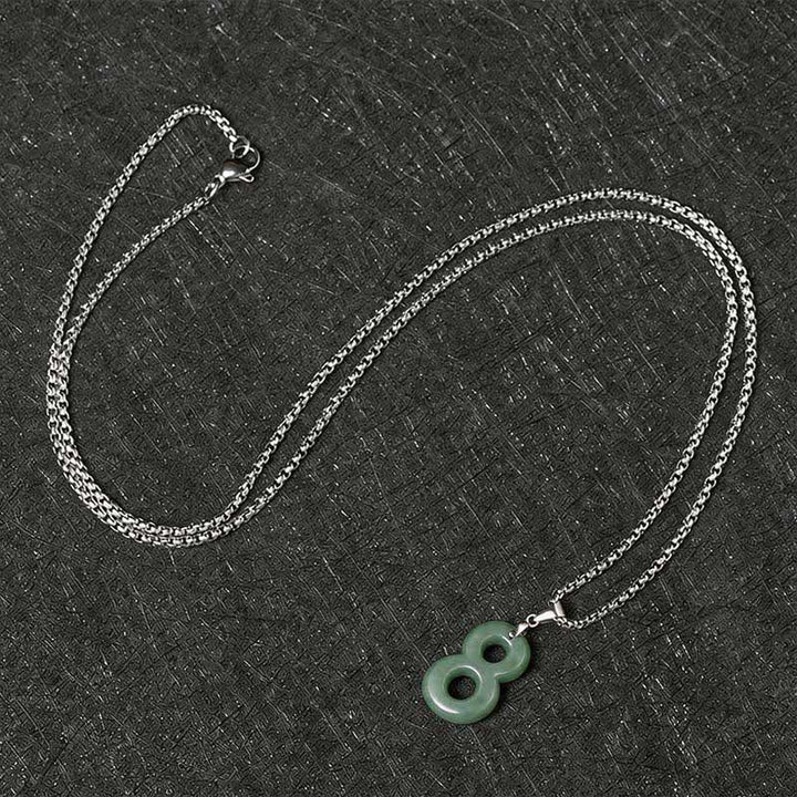 Buddha Stones Halskettenanhänger aus Jade, Titanstahl und Engelszahlen 0-9 – Symbol für Wohlstand - image 36