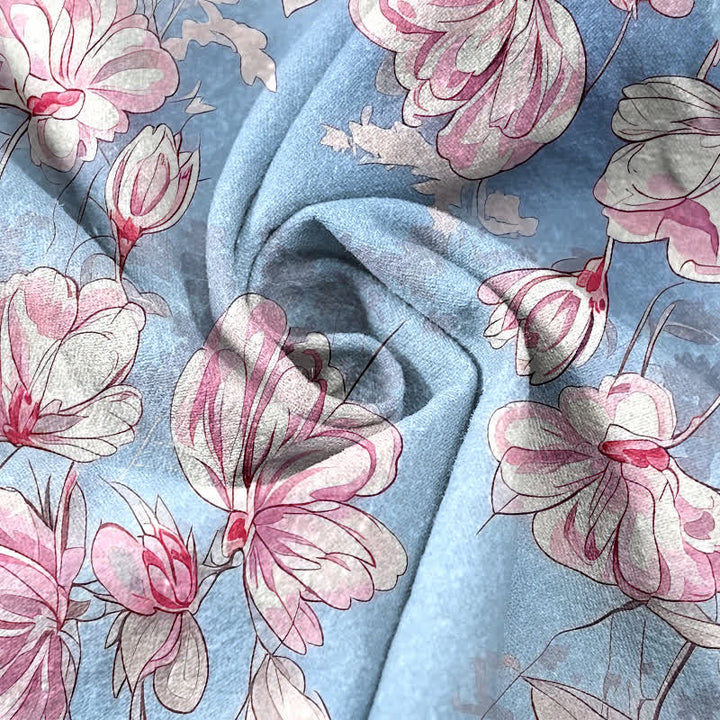 Buddha Stones Damenhose aus reiner Baumwolle mit romantischem rosa Blumenmuster, elastischem Bund und Taschen - image 2
