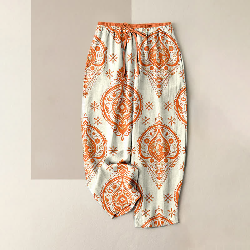 Buddha Stones Damenhose aus reiner Baumwolle mit Blumenmuster, elastischem Bund und Taschen - Elfenbein - US16, UK/AU20, EU48 (3XL) - image 4