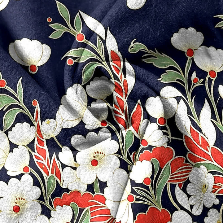 Buddha Stones Damenhose aus reiner Baumwolle mit böhmischem Blumen- und Wolkenmuster, elastischem Bund und Taschen - image 2
