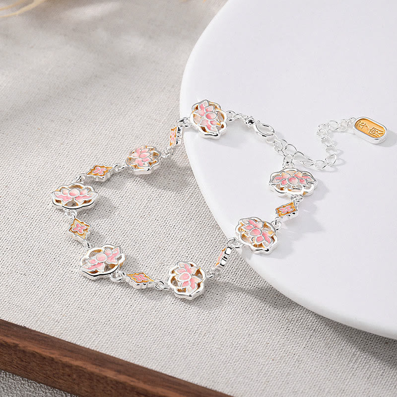 Buddha Stones Armband aus Kupferemaille mit Lotusblütenmotiv für einen Neubeginn - Rosa (Handgelenkumfang: 17–22 cm) - image 0