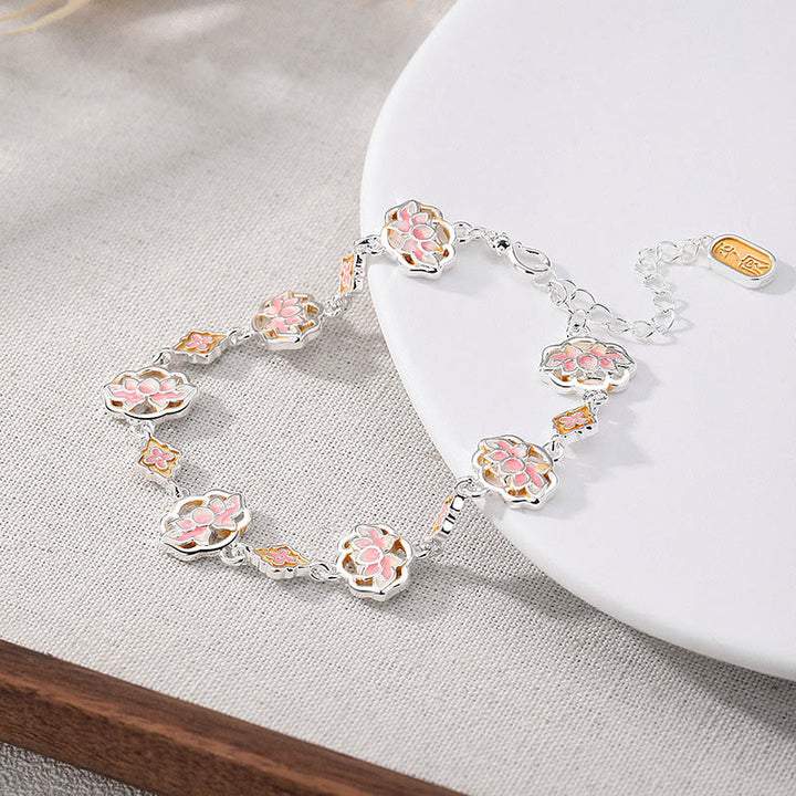 Buddha Stones Armband aus Kupferemaille mit Lotusblütenmotiv für einen Neubeginn - Rosa (Handgelenkumfang: 17–22 cm) - image 0