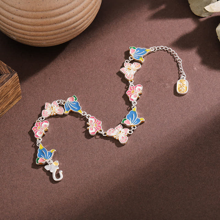 Buddha Stones Verstellbares Armband mit Schmetterlingsmotiv aus Kupfer und Emaille - image 3