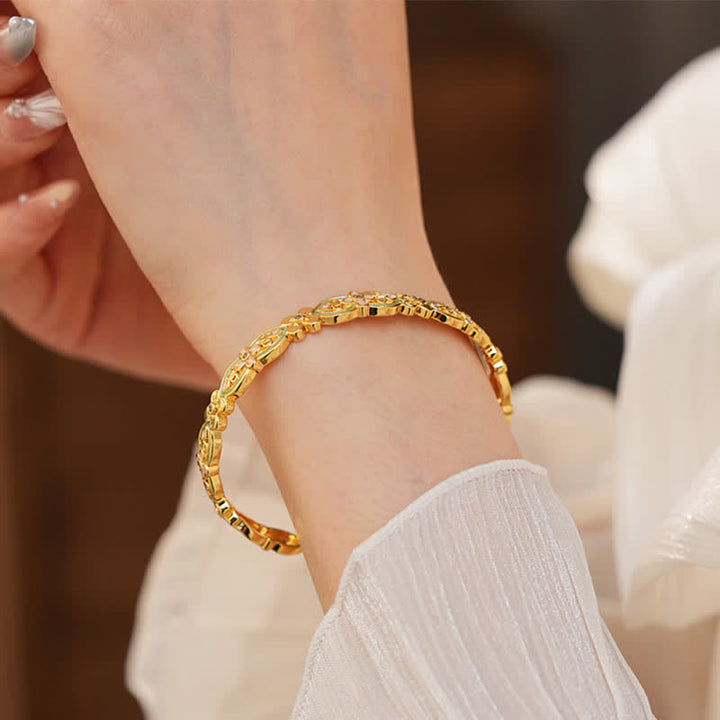 Buddha Stones Armreif aus Kupferemaille mit floralem Muster und Balance-Motiv - image 6