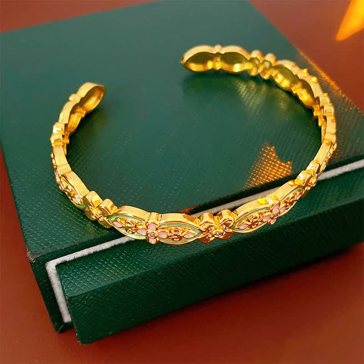 Buddha Stones Armreif aus Kupferemaille mit floralem Muster und Balance-Motiv - image 3