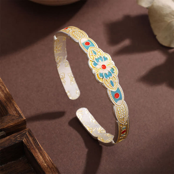 Buddha Stones Armreif „Freiheit“ aus Kupfer und Emaille mit Schmetterlingsmotiv - image 3