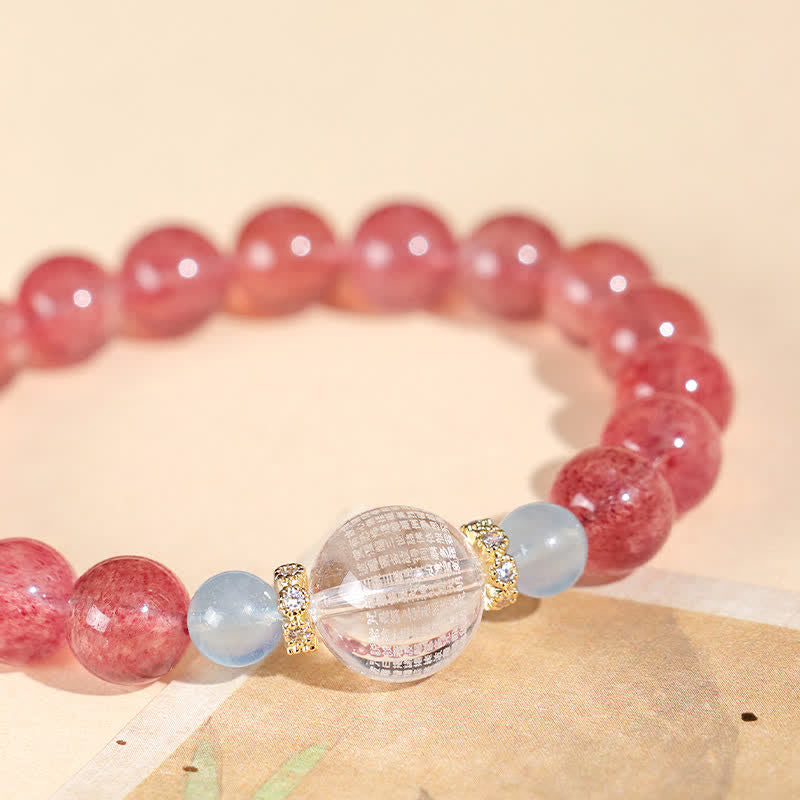 Buddha Stones Erdbeerquarz-Blaues Tigerauge Positives Armband - image 2