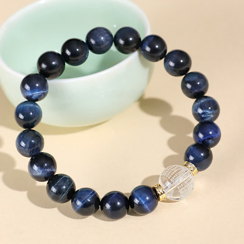 Buddha Stones Erdbeerquarz-Blaues Tigerauge Positives Armband - image 6
