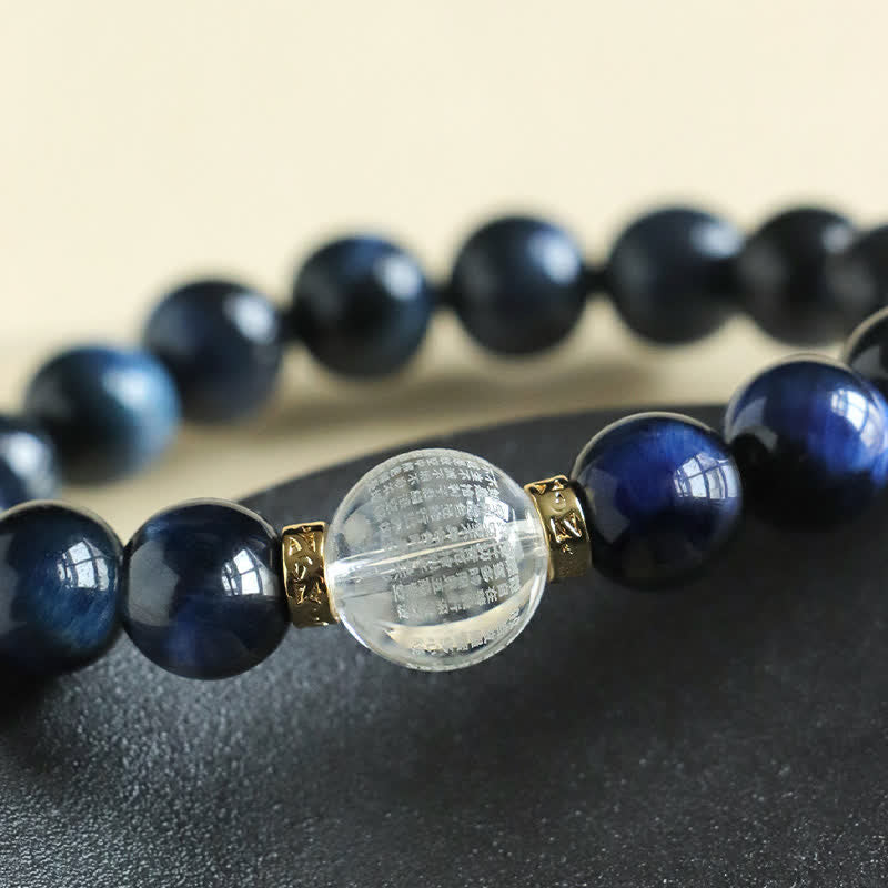 Buddha Stones Erdbeerquarz-Blaues Tigerauge Positives Armband - image 8