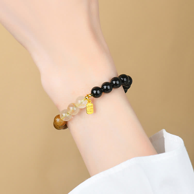 Buddha Stones Erdbeerquarz-Citrin-Armband mit Fünf-Elementen-Symbol (Fu-Charakter) - image 21