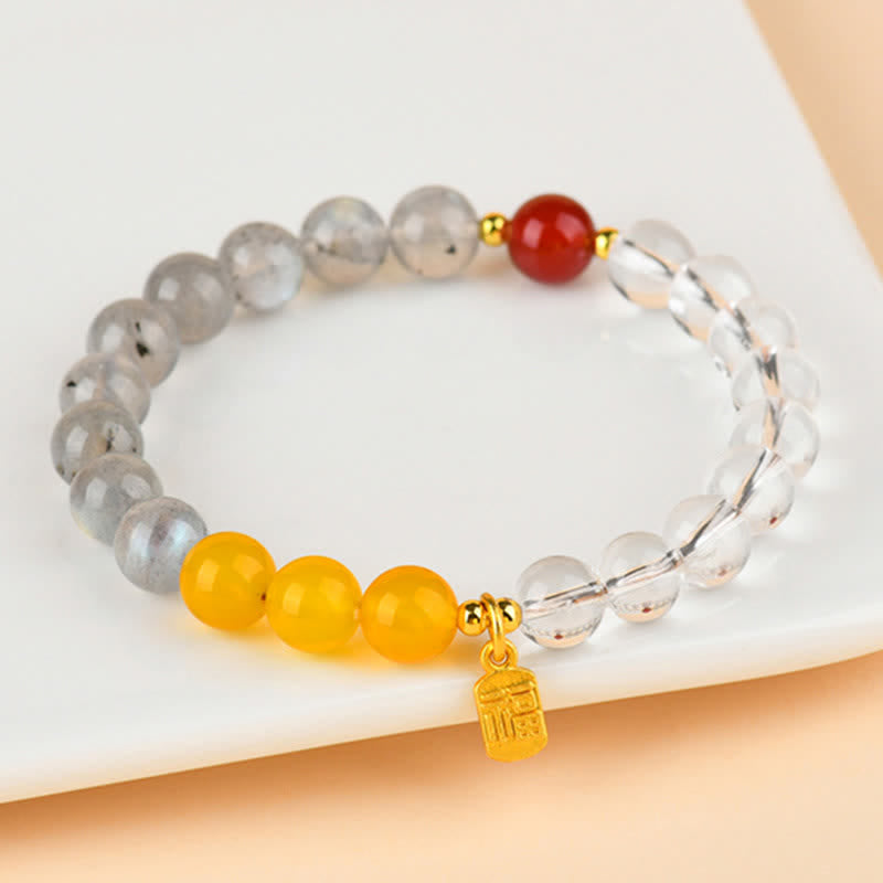 Buddha Stones Erdbeerquarz-Citrin-Armband mit Fünf-Elementen-Symbol (Fu-Charakter) - image 9