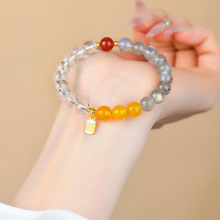 Buddha Stones Erdbeerquarz-Citrin-Armband mit Fünf-Elementen-Symbol (Fu-Charakter) - image 11