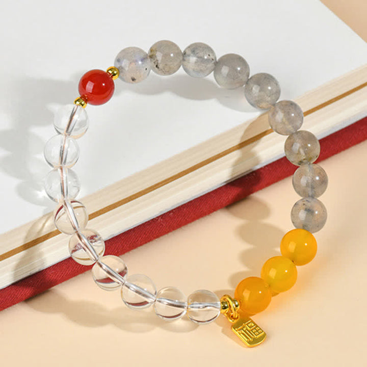 Buddha Stones Erdbeerquarz-Citrin-Armband mit Fünf-Elementen-Symbol (Fu-Charakter) - image 10