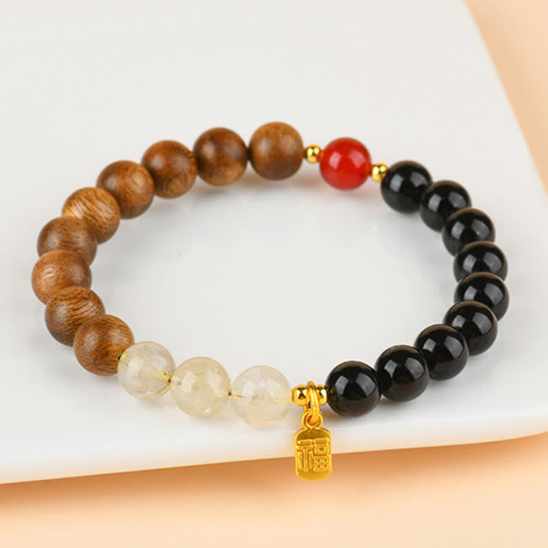 Buddha Stones Erdbeerquarz-Citrin-Armband mit Fünf-Elementen-Symbol (Fu-Charakter) - image 20