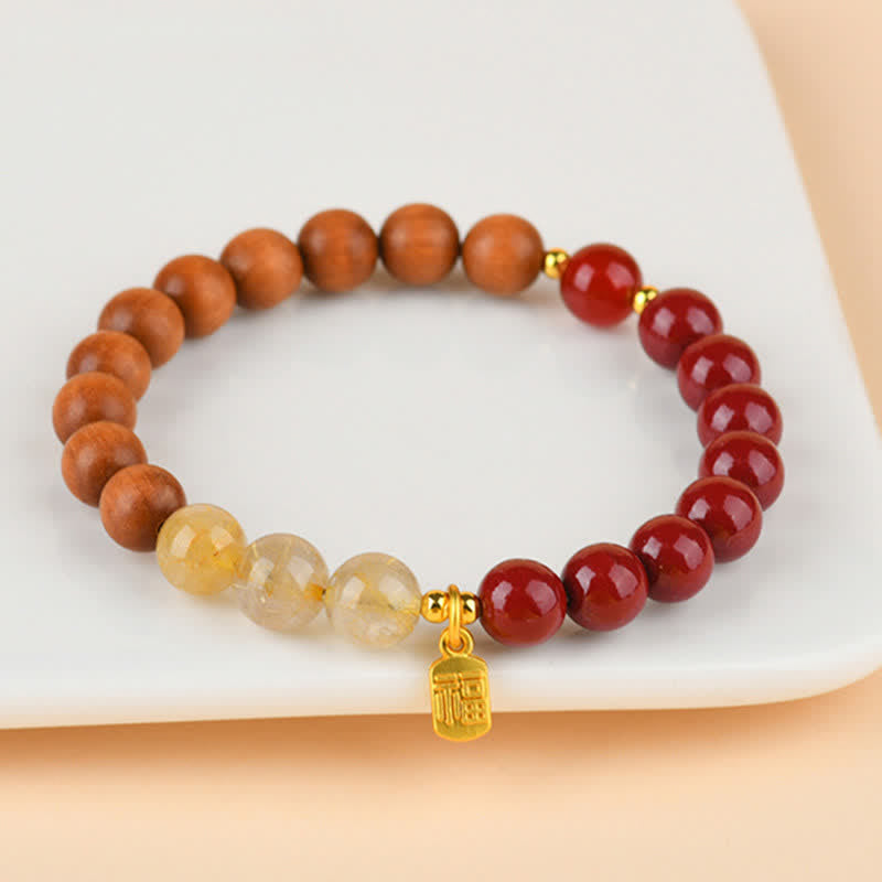 Buddha Stones Erdbeerquarz-Citrin-Armband mit Fünf-Elementen-Symbol (Fu-Charakter) - image 15
