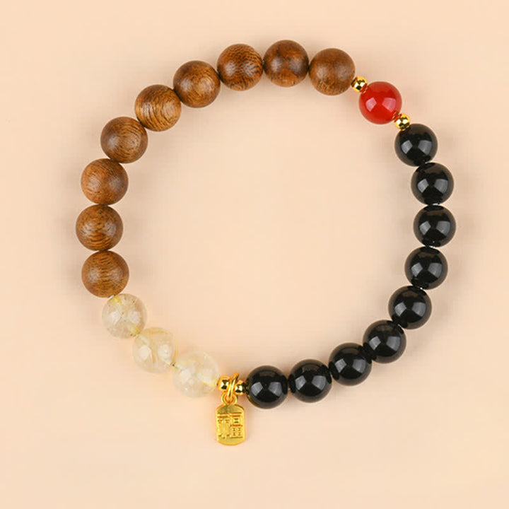 Buddha Stones Erdbeerquarz-Citrin-Armband mit Fünf-Elementen-Symbol (Fu-Charakter) - Holz, Wasser, Erde (Handgelenkumfang: 15–16 cm) - image 19