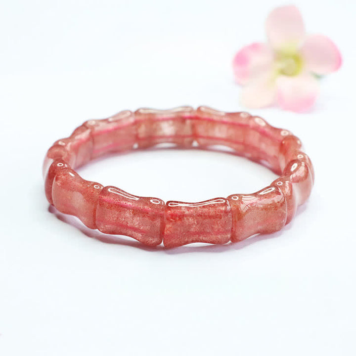 Buddha Stones Erdbeerquarz-Bambus-Armband - image 0