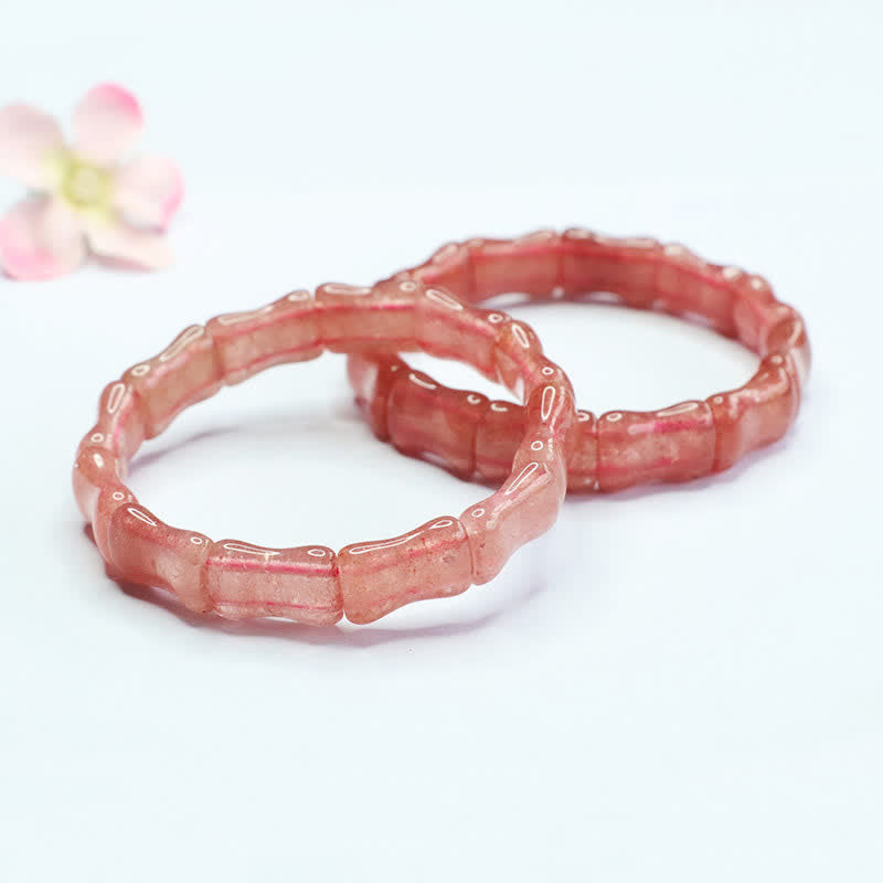 Buddha Stones Erdbeerquarz-Bambus-Armband - image 1
