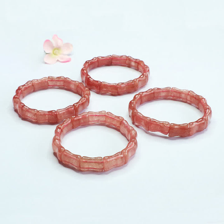 Buddha Stones Erdbeerquarz-Bambus-Armband - image 3