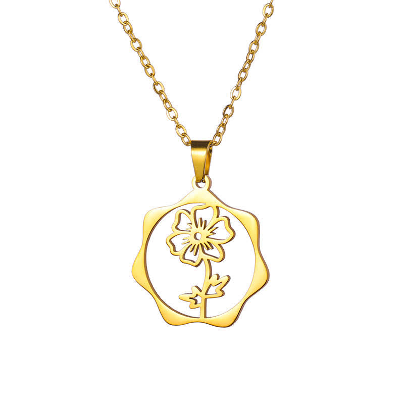 Buddha Stones Halskette aus Titanstahl mit Geburtsblume/Lotus-Anhänger – Symbol der Erleuchtung - Kosmos - Goldener Titanstahl - image 20