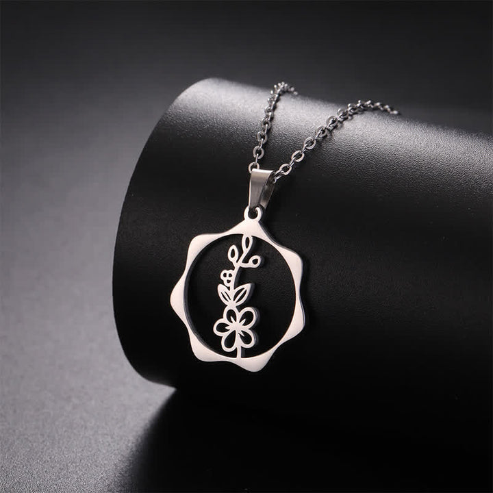 Buddha Stones Halskette aus Titanstahl mit Geburtsblume/Lotus-Anhänger – Symbol der Erleuchtung - image 3