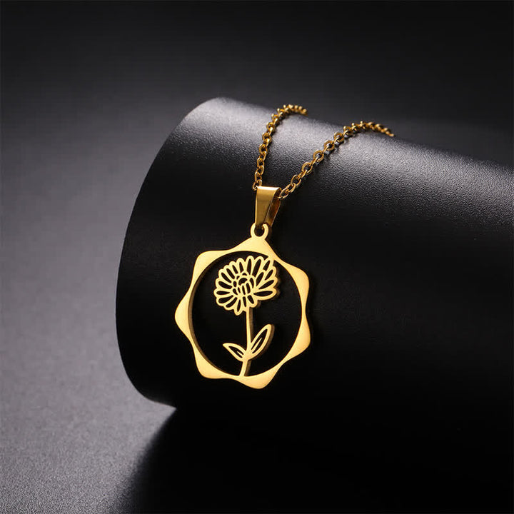 Buddha Stones Halskette aus Titanstahl mit Geburtsblume/Lotus-Anhänger – Symbol der Erleuchtung - image 11
