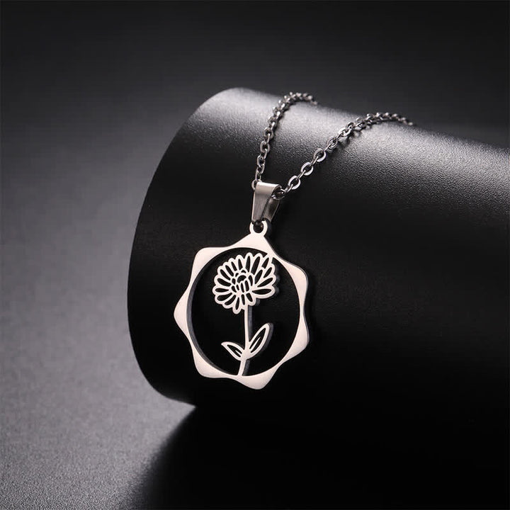 Buddha Stones Halskette aus Titanstahl mit Geburtsblume/Lotus-Anhänger – Symbol der Erleuchtung - image 9