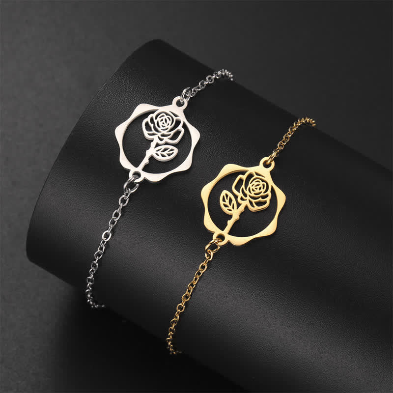 Buddha Stones Armband aus Titanstahl mit Geburtsblume für einen Neubeginn - image 0