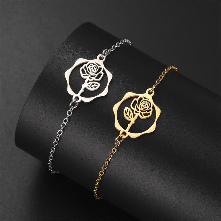Buddha Stones Armband aus Titanstahl mit Geburtsblume für einen Neubeginn - image 0