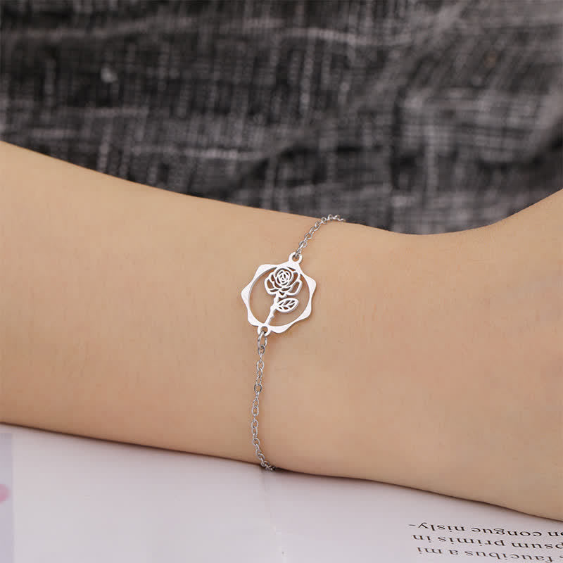 Buddha Stones Armband aus Titanstahl mit Geburtsblume für einen Neubeginn - image 3