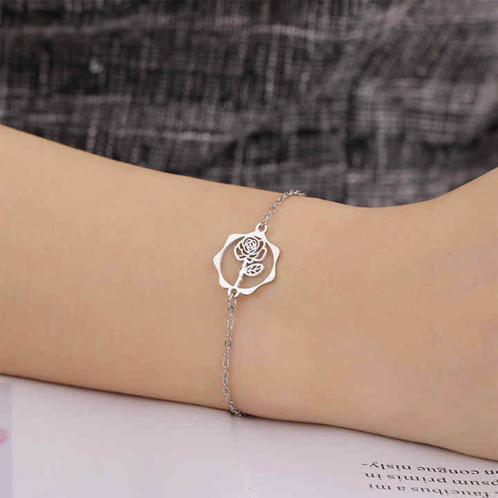 Buddha Stones Armband aus Titanstahl mit Geburtsblume für einen Neubeginn - image 3