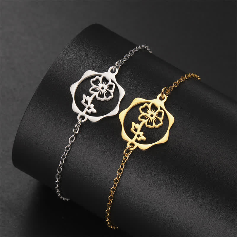 Buddha Stones Armband aus Titanstahl mit Geburtsblume für einen Neubeginn - image 18