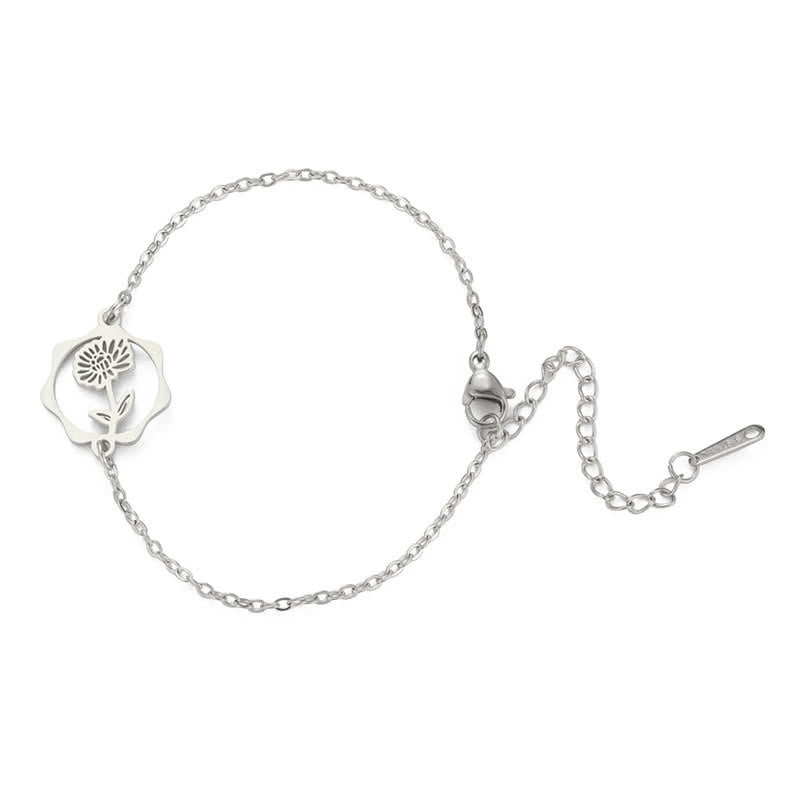 Buddha Stones Armband aus Titanstahl mit Geburtsblume für einen Neubeginn - Chrysantheme - Silberner Titanstahl - image 10