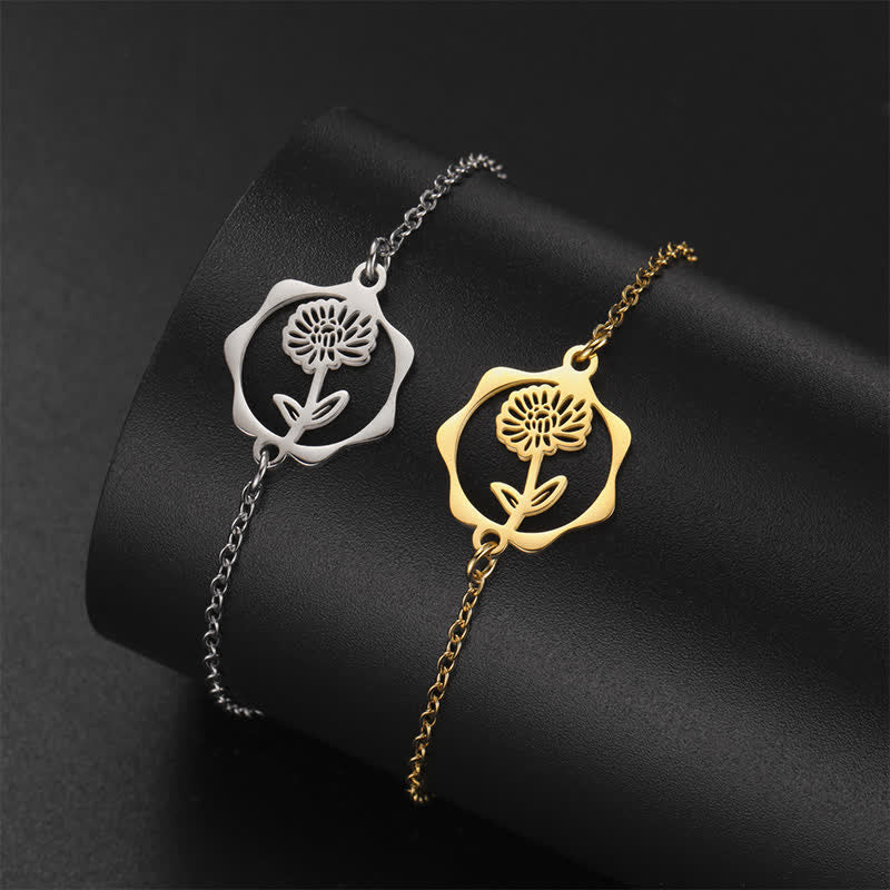 Buddha Stones Armband aus Titanstahl mit Geburtsblume für einen Neubeginn - image 9