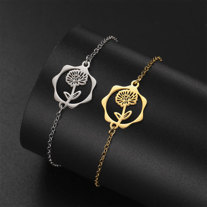Buddha Stones Armband aus Titanstahl mit Geburtsblume für einen Neubeginn - image 9