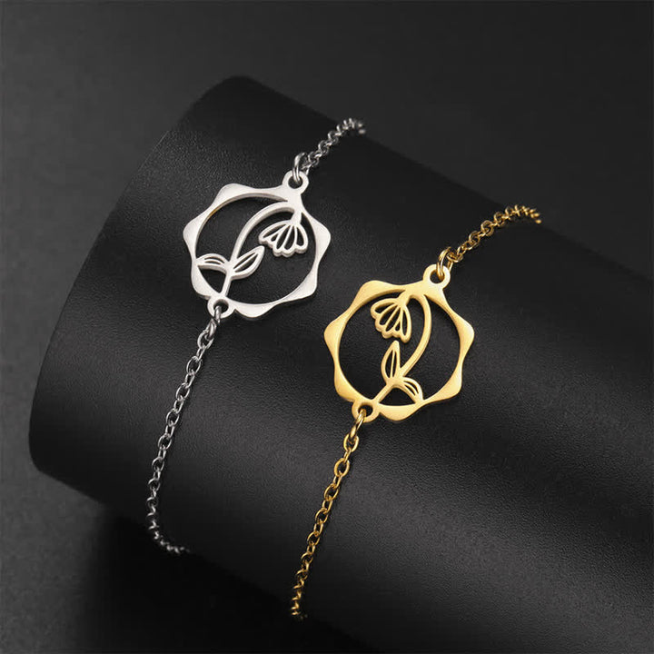 Buddha Stones Armband aus Titanstahl mit Geburtsblume für einen Neubeginn - image 12