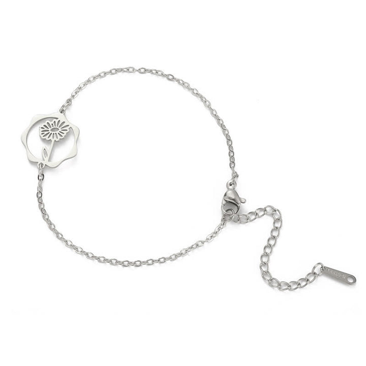 Buddha Stones Armband aus Titanstahl mit Geburtsblume für einen Neubeginn - Gänseblümchen - Silberner Titanstahl - image 16
