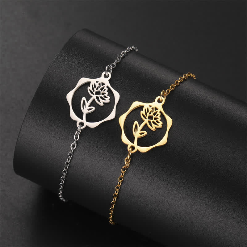 Buddha Stones Armband aus Titanstahl mit Geburtsblume für einen Neubeginn - image 21
