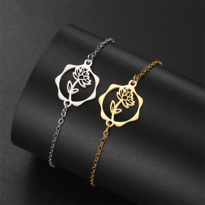 Buddha Stones Armband aus Titanstahl mit Geburtsblume für einen Neubeginn - image 21