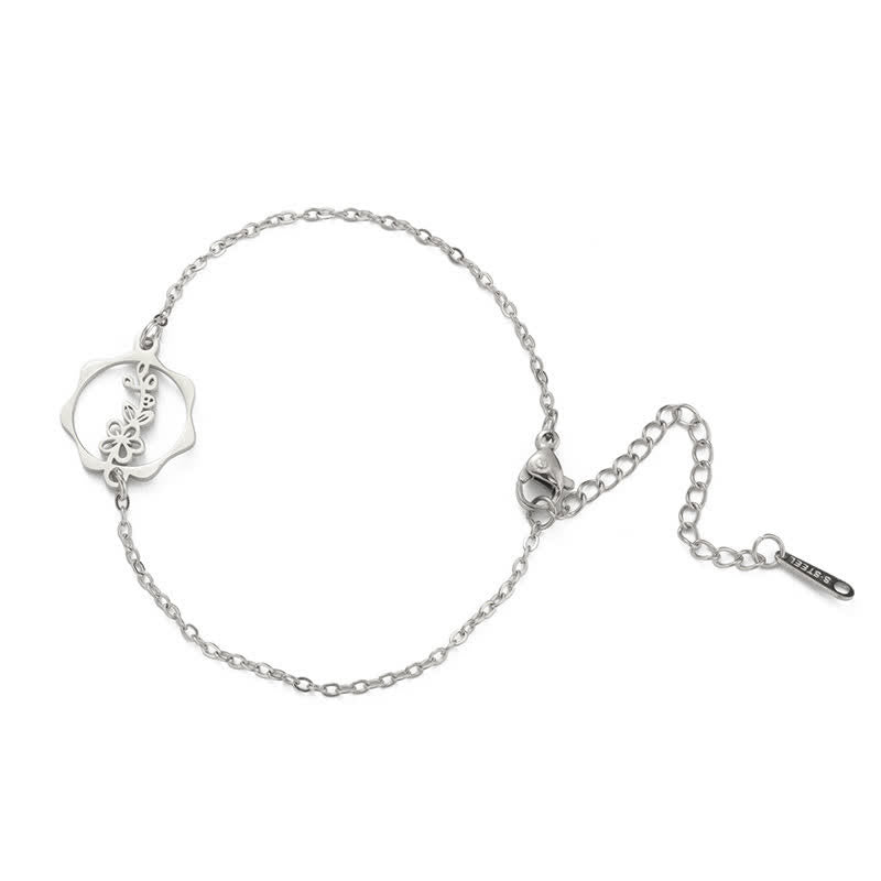 Buddha Stones Armband aus Titanstahl mit Geburtsblume für einen Neubeginn - Weißdornblüte - Silberner Titanstahl - image 25