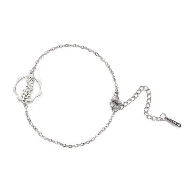 Buddha Stones Armband aus Titanstahl mit Geburtsblume für einen Neubeginn - Weißdornblüte - Silberner Titanstahl - image 25