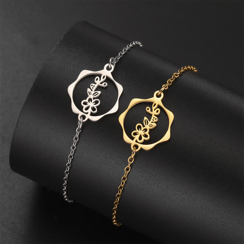 Buddha Stones Armband aus Titanstahl mit Geburtsblume für einen Neubeginn - image 24