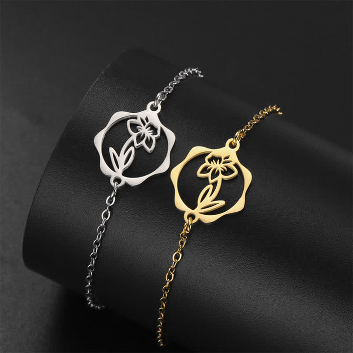 Buddha Stones Armband aus Titanstahl mit Geburtsblume für einen Neubeginn - image 27