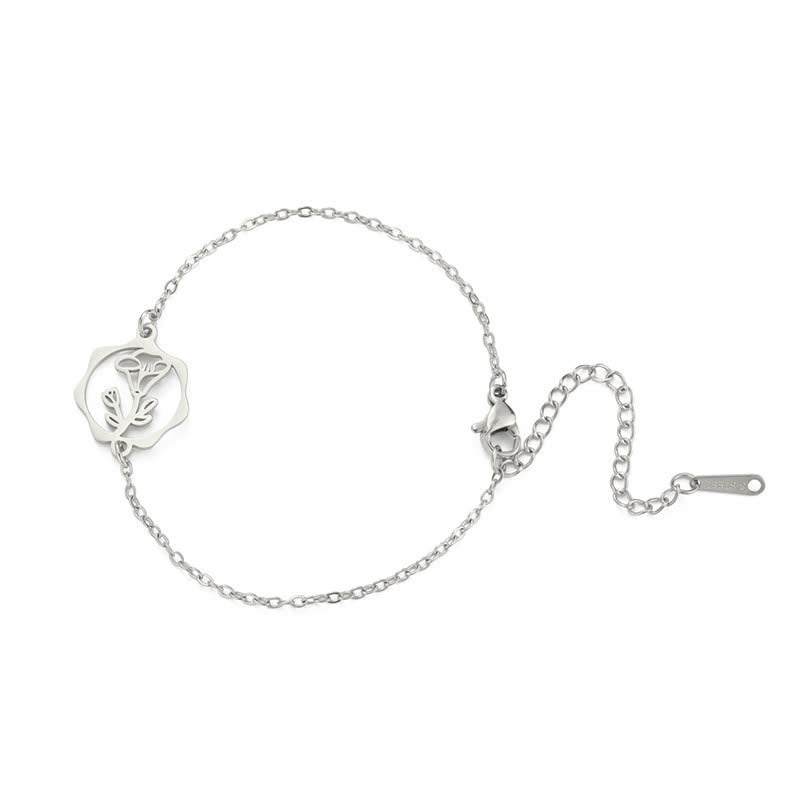 Buddha Stones Armband aus Titanstahl mit Geburtsblume für einen Neubeginn - Winde - Silberner Titanstahl - image 31