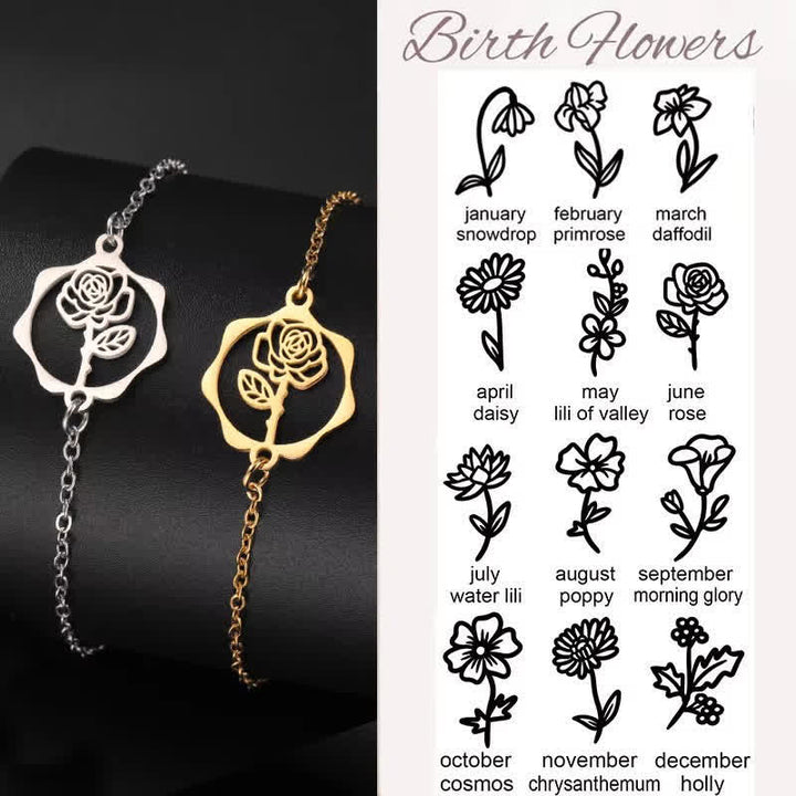 Buddha Stones Armband aus Titanstahl mit Geburtsblume für einen Neubeginn - image 36
