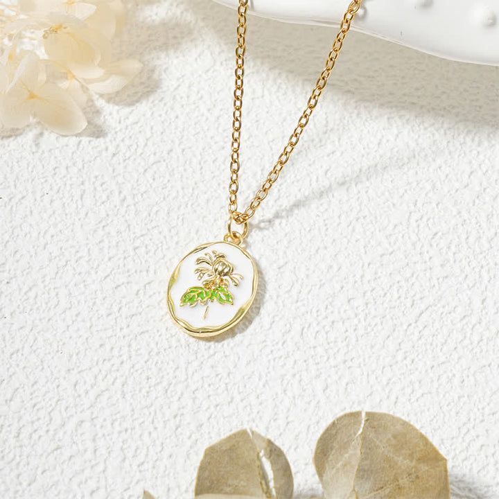 Buddha Stones Halskette mit Geburtsblumenanhänger aus Titanstahl - Chrysantheme - Goldener Titanstahl - image 23